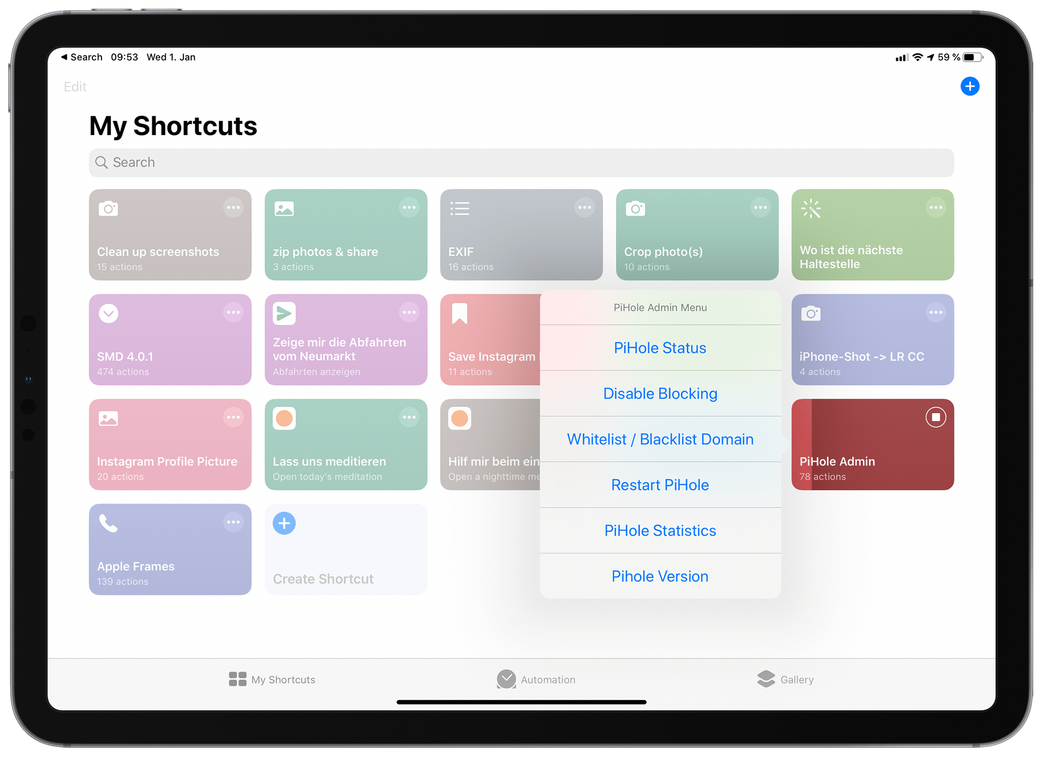 Pi-hole per iOS-Shortcuts steuern